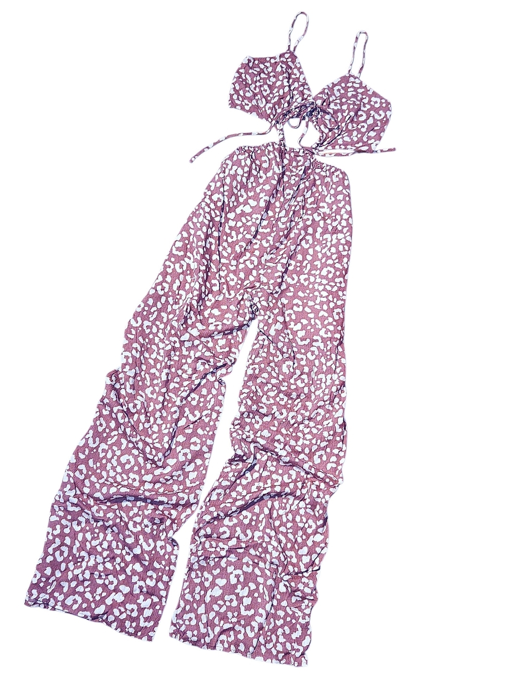 NWOT ILLA ILLA Anthropologie One-Piece Rayon Wide Leg Leopard Jumpsuit Med